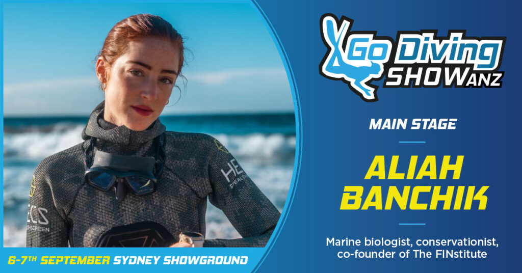 Aliah Banchik speaking at the GO Diving Show ANZ in Sydney