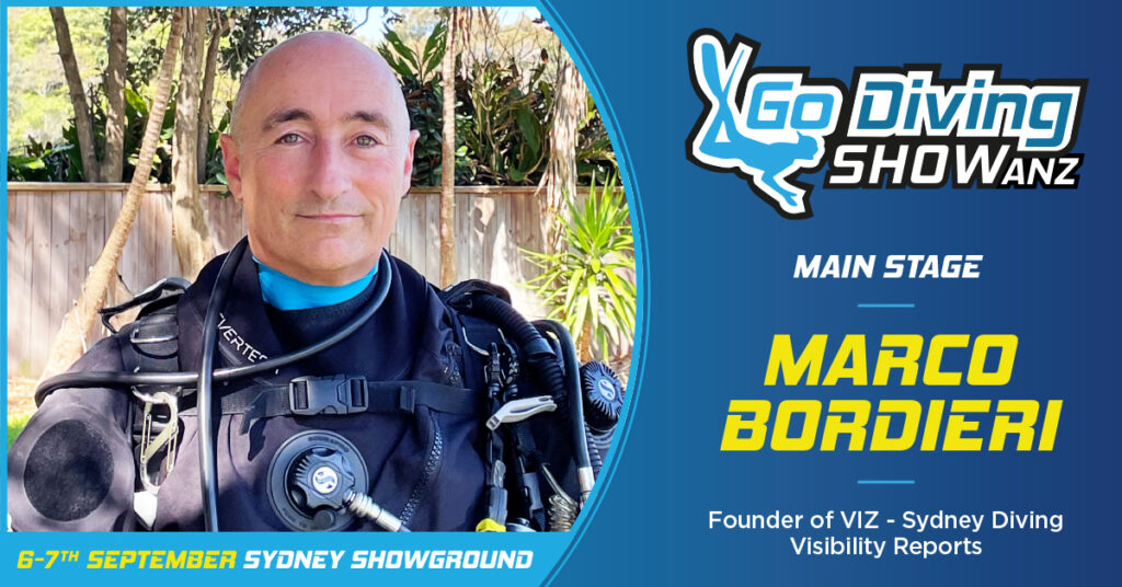 Marco Bordieri speaking at the GO Diving Show ANZ in Sydney