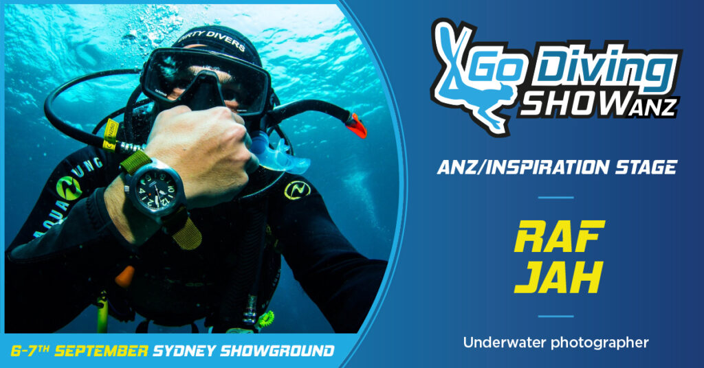Raf Jah speaking at the GO Diving Show ANZ in Sydney