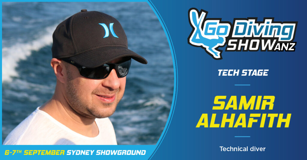 Samir Alhafith speaking at the GO Diving Show ANZ in Sydney