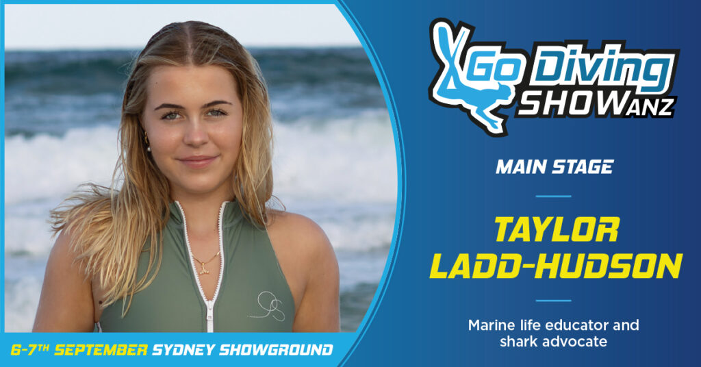 Taylor Ladd-Hudson speaking at the GO Diving Show ANZ in Sydney