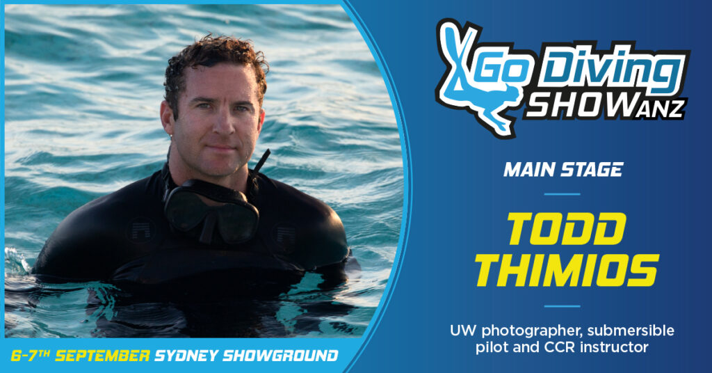 Todd Thimios peaking at the GO Diving Show ANZ in Sydney